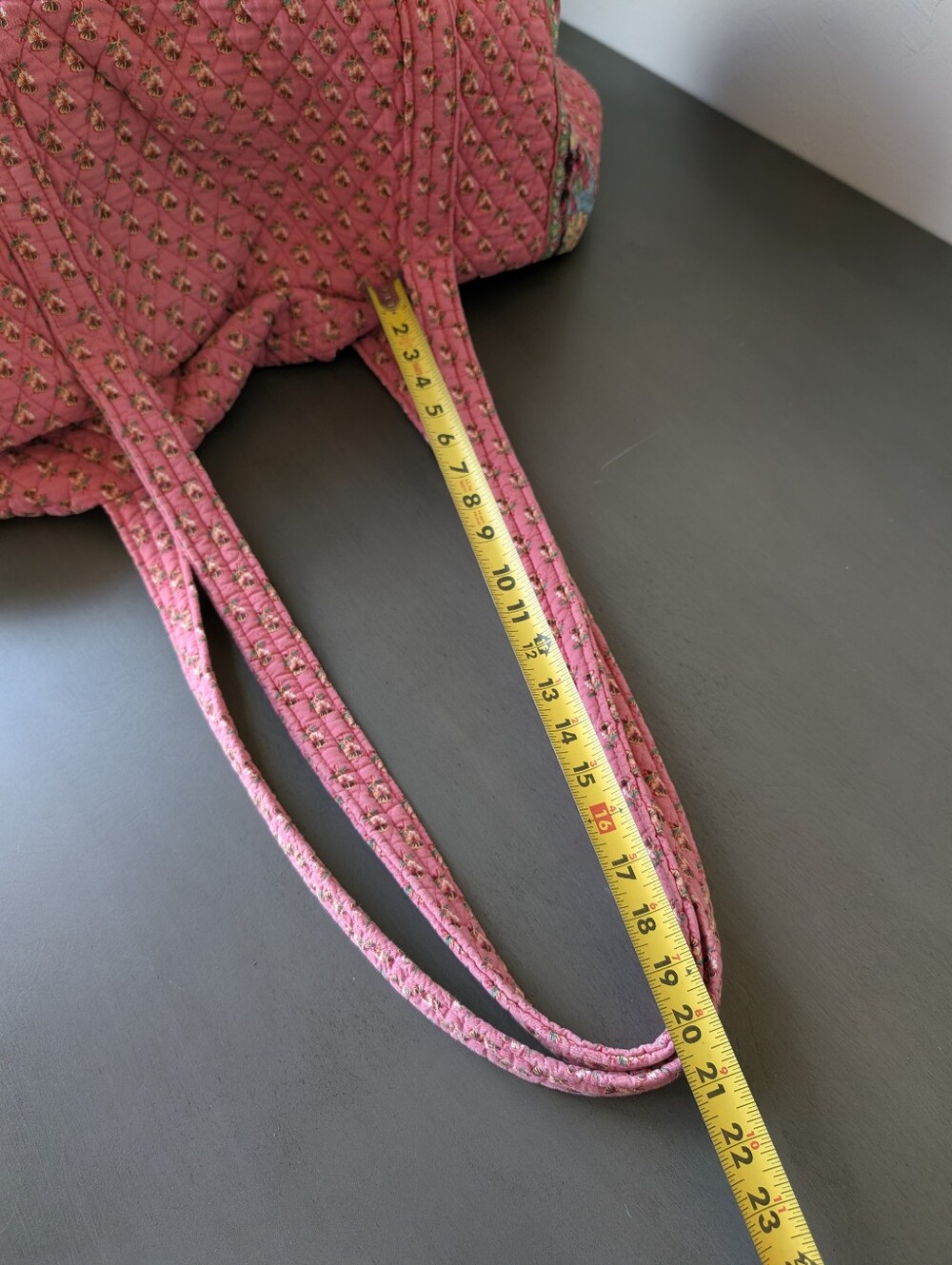 Vintage 2003 Vera Bradley Pink Pansy Large Duffel 24” Quilted Cotton Made In USA - Picture 10 of 16